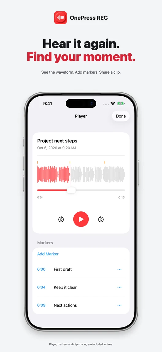 Upcoming waveform player and markers