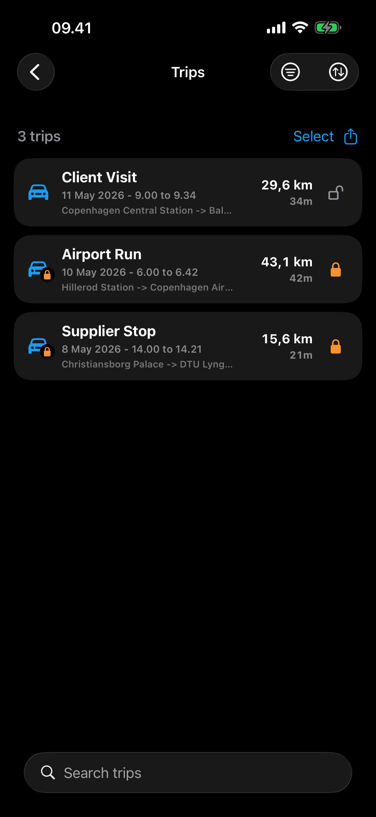 Find the drive. OnePress Miles screenshot